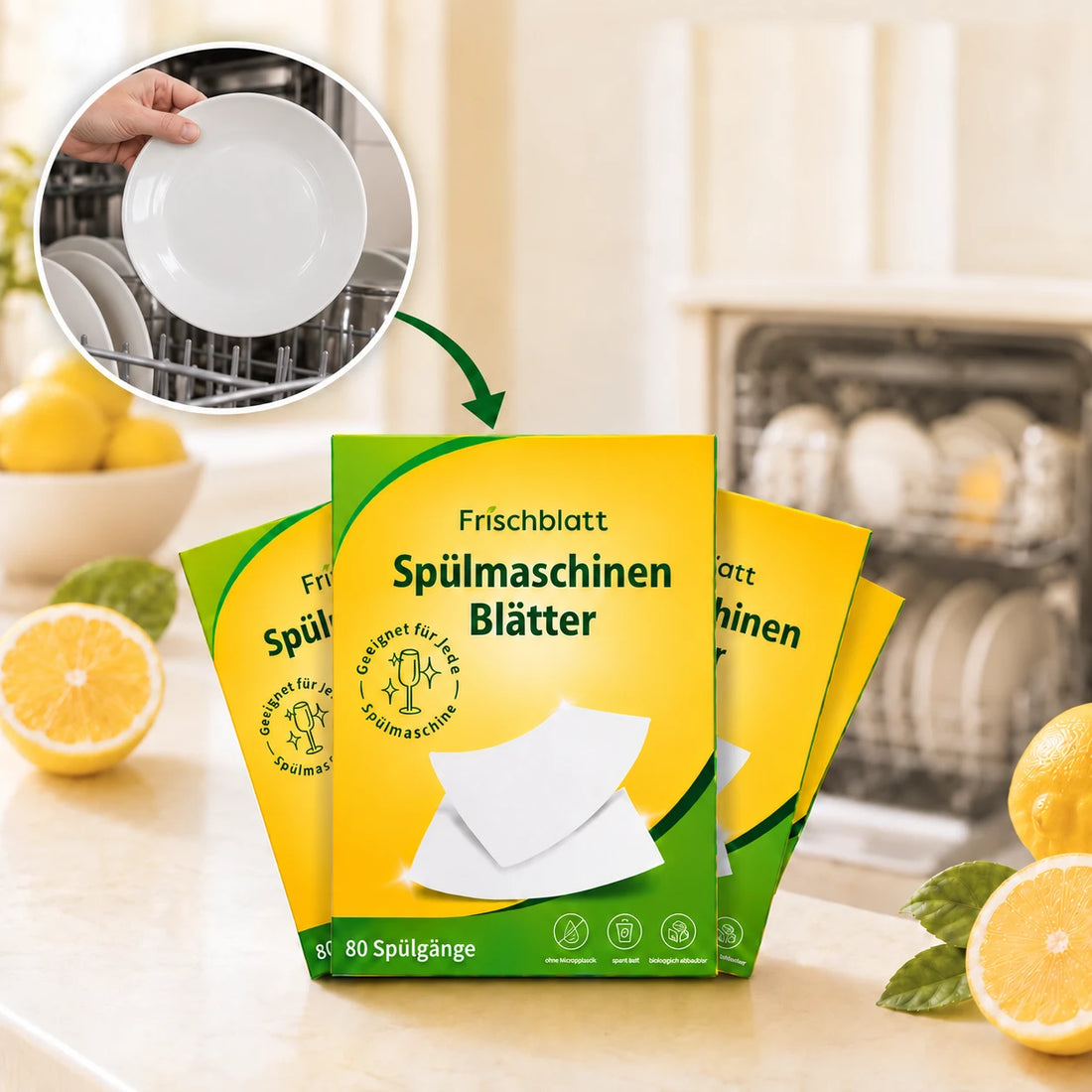 Natürliche Spülmaschinen Blätter